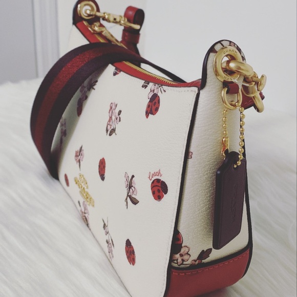 NWT💃Coach Jes Baguette Crossbody Bag With Ladybug Floral Print - Picture 7 of 12